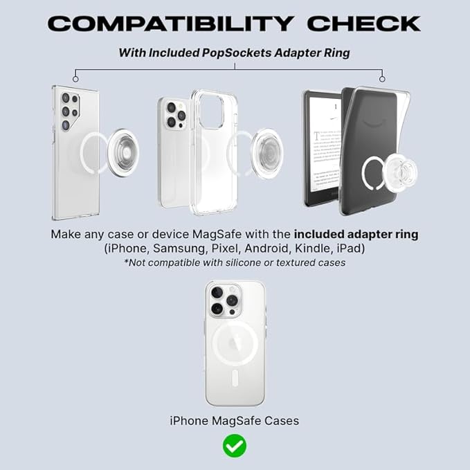 PopSockets Phone Grip for MagSafe, Magnetic Holder, Phone Stand, Black - Thermocromatic