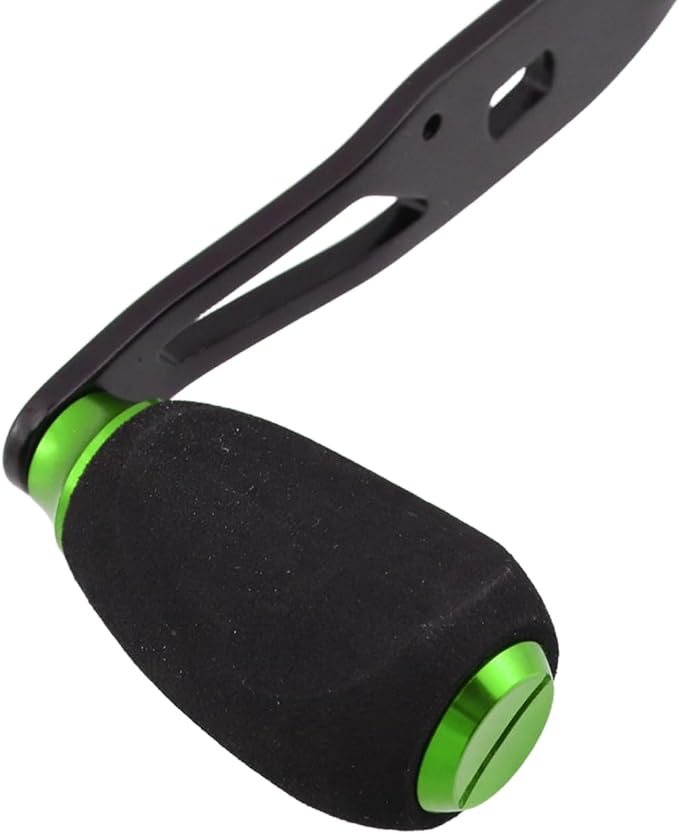 Fishing Reel Handle Green Fishing Baitcasting Handle Rocker Baitcasting Reel Replacement Parts, with EVA Grip Knob and Nut (Black + Green)