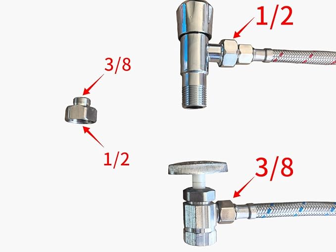 Klabb 32-Inch Stainless Steel Braided Faucet Supply Line, 3/8" Compression x M10 Faucet Connector, Includes 1/2" FIP Adapters, SS304 Flexible Water Hose for Bathroom & Kitchen Sink Faucets