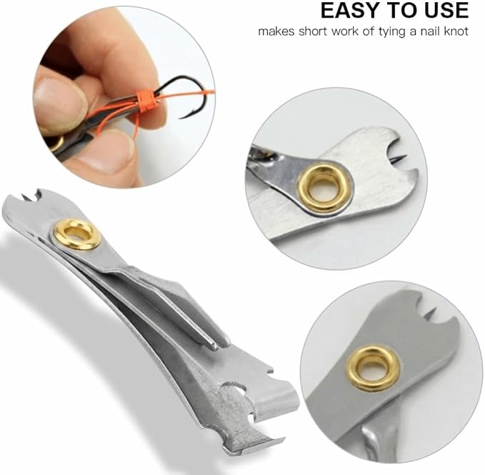 Zinger Retractor Knot, Stainless Steel Fishing Tying Tool Fast Line Cutter and Clipper Accessory for Quick Knot Tying, Freshwater and Saltwater Use