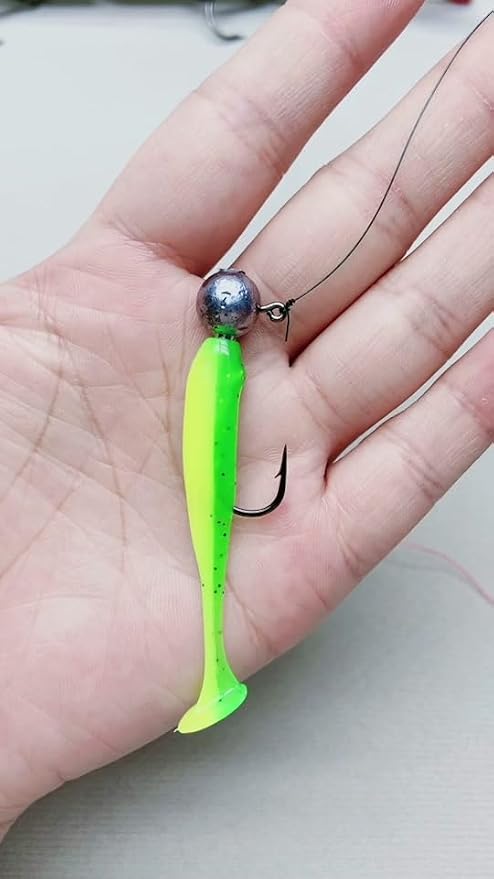 Soft Fishing Lures Set with Tackle Box, 6.5cm/8cm Paddle Tail Swimbaits, 60PCS Soft Plastic Baits with Curly Tails, Freshwater Fishing Lures for Bass, Trout, and More