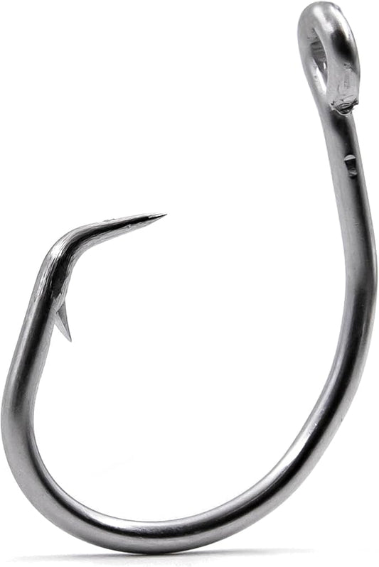 FishTrip 25pcs Circle Hooks Saltwater, in-Line 5X Strong Fishing Hooks for Saltwater & Freshwater, Live Bait Non-Offset Wide Gap Fish Hook for Catfish, Striped, Bass, Salmon, Mackerel, Tuna