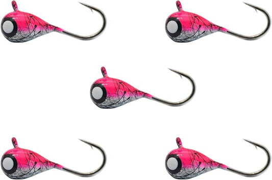 Tungsten Ice Fishing Jig Set Ice Fishing Lures, Max Sensitive Tungsten Tear Drop Ice Jig Head Hook for Panfish, Crappie, Walleye, Perch, Trout, Bluegill