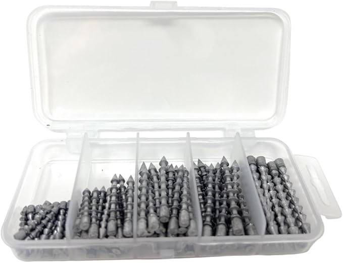 Reaction Tackle Lead Nail Weights for Plastic Worms, Wacky Rig and Neko Rig - Insert Pencil Sinkers for Bass Fishing Soft Plastic Lures - 25-Pack