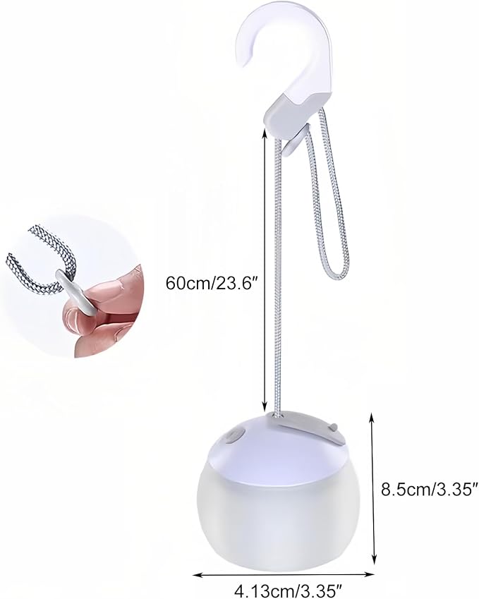 Rechargeable Camping Light with Atmosphere Decoration Lantern Round 3 Levels of Brightness Adjustment Hook Design Table Lamp Long Lasting for Emergency Tent Fishing