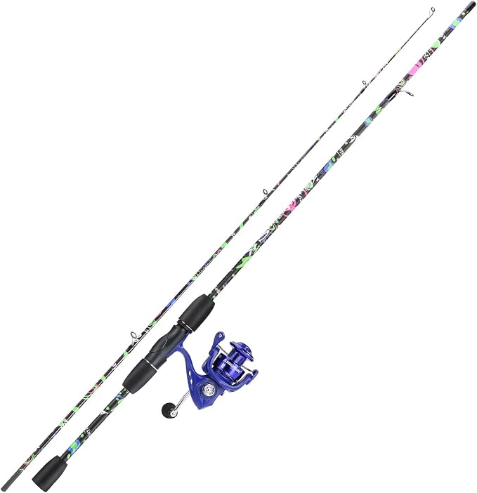 Sougayilang Fishing Rod Combo, 2-Piece 6-Foot Graphite & Fiberglass Rod with Anti-Reverse Spinning Fishing Reel