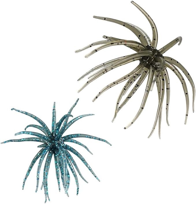 Creature Bait for Bass Fishing – Soft Plastic Fishing Lures, Fuzzy Dice & Sea Urchin Style Finesse Bait for Freshwater, Trout & Crappie with Tackle Box