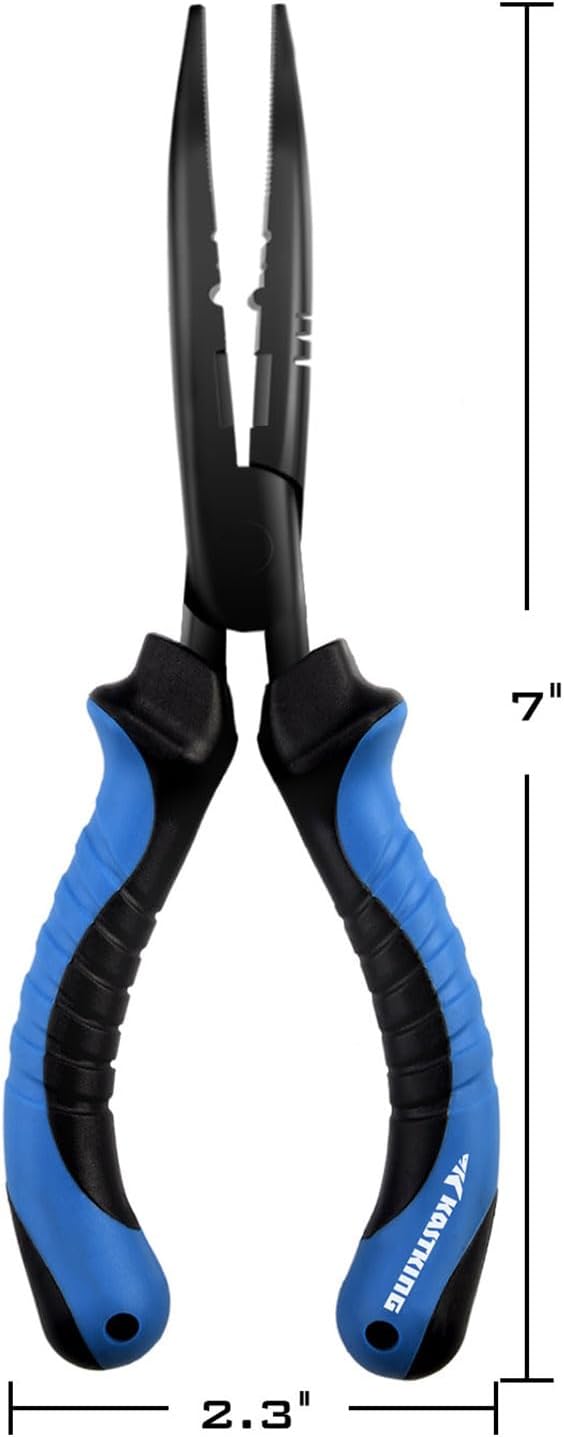 KastKing Intimidator Fishing Pliers, Corrosion Resistant Polymer Coated Fishing Tools, Tungsten Carbide Cutters, Saltwater Resistant Fishing Gear