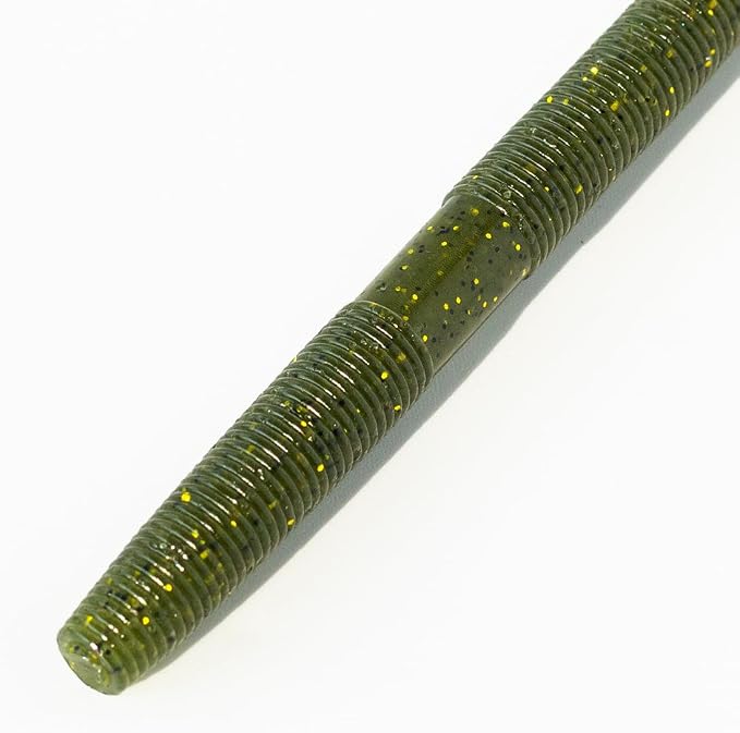 Senko Bait Soft Plastic Lures 5" Senkos 24 Pcs/100pcs for Wacky Rig Freshwater Fishing Green Pumpkin senko with Black Flake Pink Watermelon Double Color