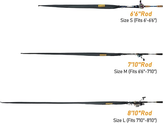 Dr.Fish Fishing Rod Socks Fishing Pole Sleeves Rod Protector Tangle-Free Lightweight Nylon Adjustable Rod Cover Protector for Spinning Rod Baitcasting Rod Surf Rod Fishing Rod Tube Case