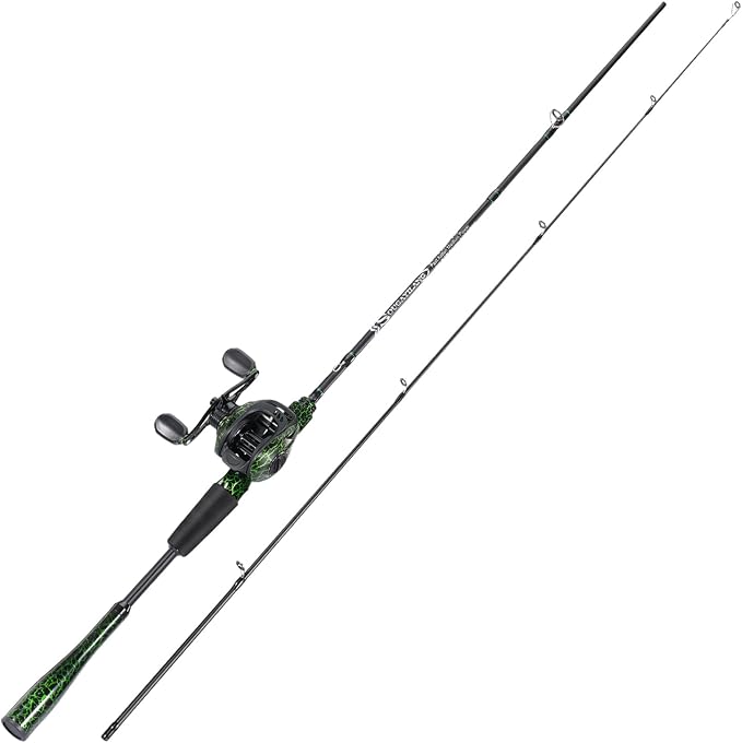 Sougayilang Casting Fishing Rod Combos, IM6 Graphite 2Pc Blanks, Anti-Reverse Baitcasting Reel, Stainless Steel Guides