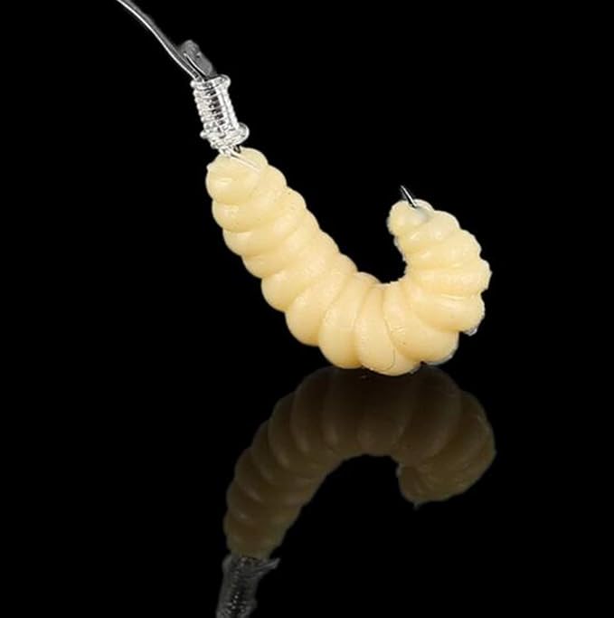 WellieSTR 500PCS (White) Fishing Soft Lure Earthworm Bait Lifelike Fake Earthworm Grub Worm Soft Fishing Lure Baits