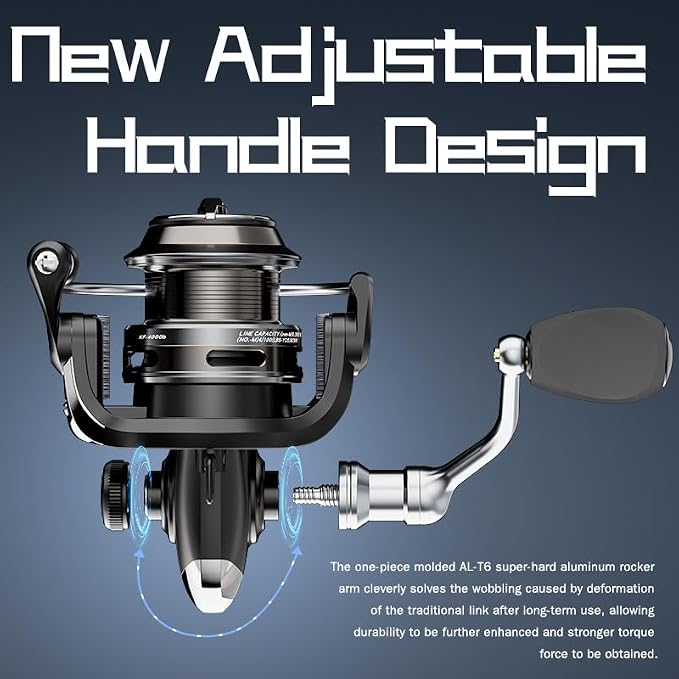 Ashconfish KF Spinning Reel, Freshwater Saltwater Spinning Fishing Reels, CNC Aluminum Spool, 5.2:1 Gear Ratio, 7+1 Ball Bearings 2 Line Cup Styles