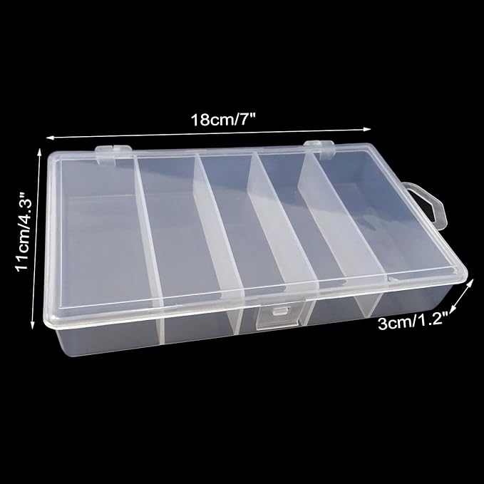 Honbay 2PCS Clear Visible Plastic Fishing Tackle Accessory Box Fishing Lure Bait Hooks Storage Box Case Container Jewelry Making Findings Organizer Box Storage Container Case (M:7"x4.3"x1.2")