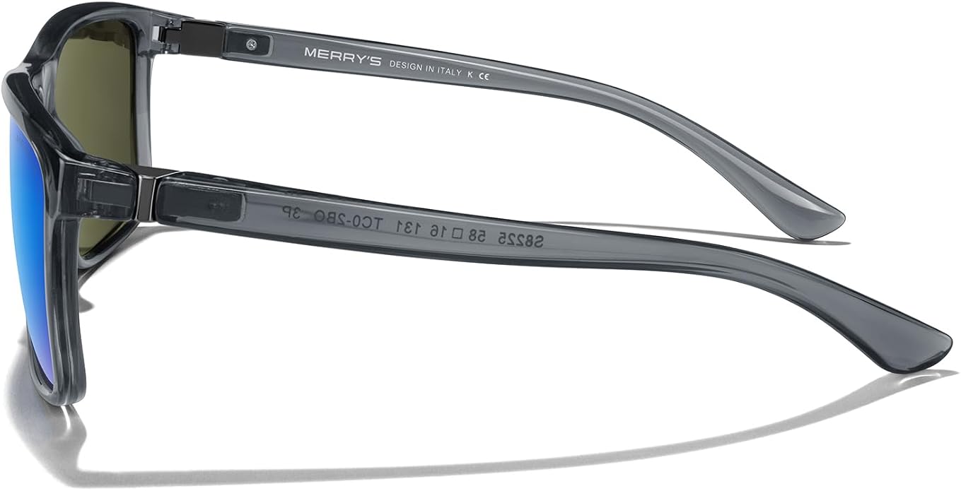 MERRY'S Rectangular Polarized Sports Sunglasses for Men Women Cycling Driving Fishing UV400 Protection S8225