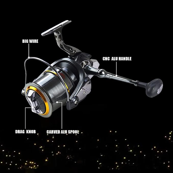 Fishdrops Surf Spinning Reel, Size 10000 12000 Saltwater Fishing Reels, Full Metal Frame 31 LBs Max Drag, 10+1 Stainless BB Ultra Smooth Powerful, High Capacity Long Casting Spinning Reels