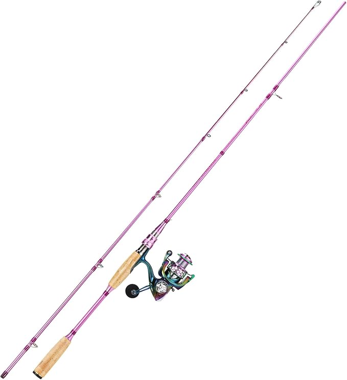 Sougayilang Spinning Rod Reel Combos,Colorful Two Pieces Spinning Pole with Smooth Strong Reel Available for Freshwater Bass Walleye Trout Fishing