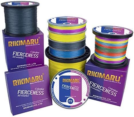 RIKIMARU Braided Fishing Line Abrasion Resistant Superline Zero Stretch&Low Memory Extra Thin Diameter 327-1094 Yds, 4-180LB