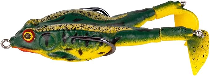Topwater Frog Lures Fishing Lures, Soft Frog Fishing Bait Freshwater & Saltwater Floating Bait with Weedless Hooks, Bass Trout Musky Pike Lures Kit Fishing Accessories (DG9013-3.54" 0.46oz)