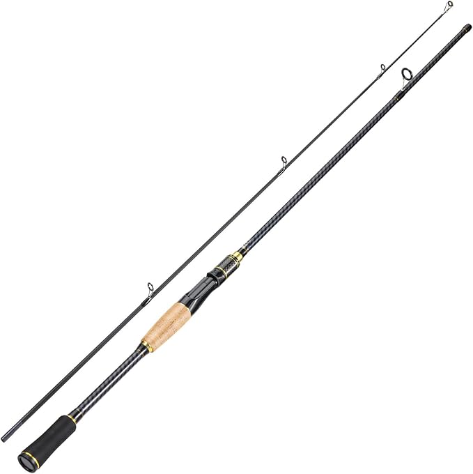 Sougayilang Fishing Rod 24-Ton Carbon&Glass Fiber Composite Spinning and Casting Rod, 2 Piece for Bass Trout Crappie Travel Fishing- 6'0"