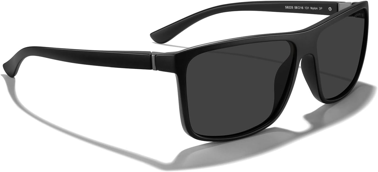 MERRY'S Rectangular Polarized Sports Sunglasses for Men Women Cycling Driving Fishing UV400 Protection S8225