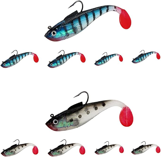 5 Arms Alabama Rig Fishing Lure, Umbrella Rig with Spinner for Striper, A-Rig for Boat Trolling Frashwater/Saltwater, with Soft Swimbait and Hooks for Bass Crappie Walleye Pickerel Trout Perch