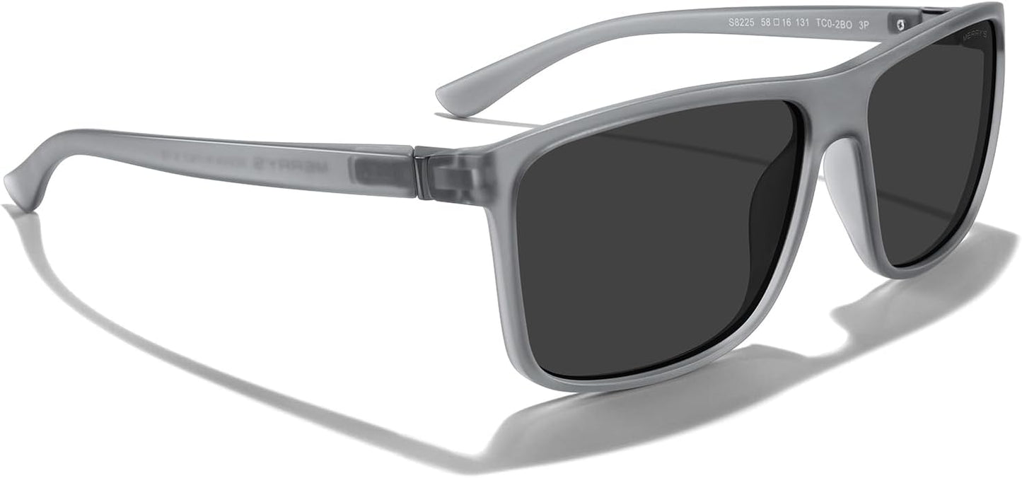 MERRY'S Rectangular Polarized Sports Sunglasses for Men Women Cycling Driving Fishing UV400 Protection S8225