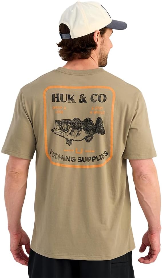 HUK Mens Performance Fishing Logo Tee, Short Sleeve T-Shirt for Men