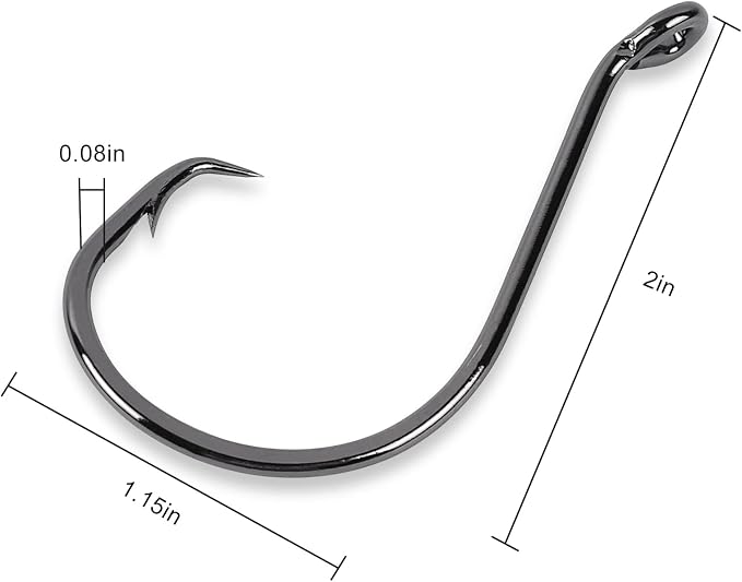 UCEC Circle Hooks Fishing Hooks 2X Strong Offset Circle Hooks Saltwater Black High Carbon Steel Octopus Catfish Fishing Hooks Fishing Gear Tackle 150pcs/ 240pcs - Size:#1 1/0 2/0 3/0 4/0 5/0 6/0 8/0