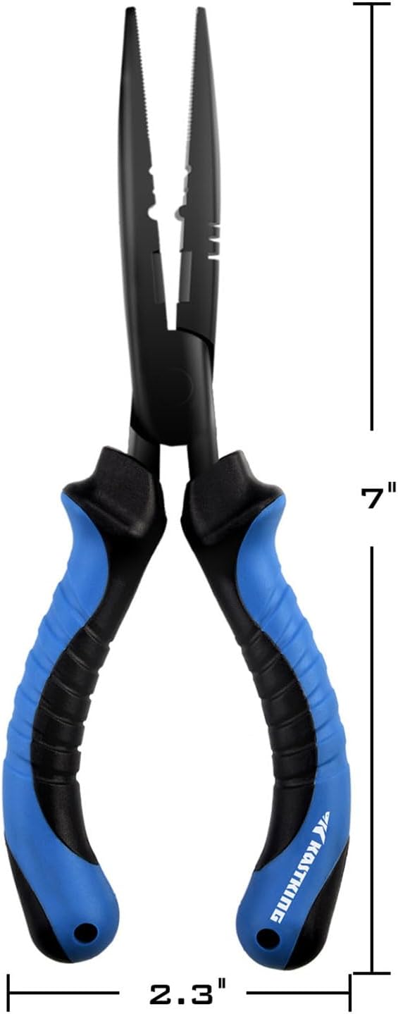 KastKing Intimidator Fishing Pliers, Corrosion Resistant Polymer Coated Fishing Tools, Tungsten Carbide Cutters, Saltwater Resistant Fishing Gear