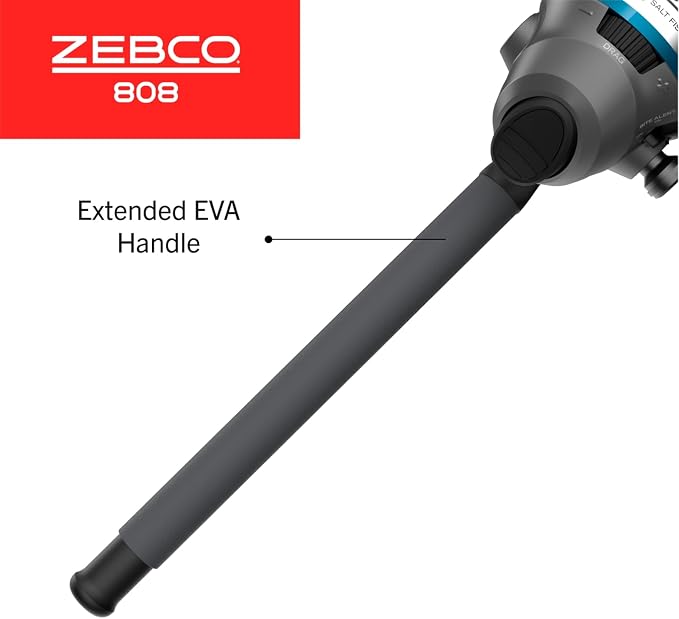 Zebco 808 Saltwater Spincast Reel and Fishing Rod Combo, 7-Foot 2-Piece Fishing Pole, Size 80 Reel, Changeable Right- or Left-Hand Retrieve, Pre-Spooled with 20-Pound Zebco Line, Black