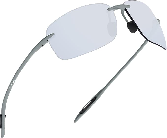 JULI Sports Sunglasses for Men Women Tr90 Rimless Frame for Running Fishing Golf Surf Driving MJ8009