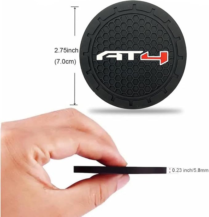 2 Pack GMC AT4 Car Cup Holder, Non-Slip Cup Coasters for Fashion car Interior Accessories,Decorative Car Cup Mat, Diameter 2.75 Inch