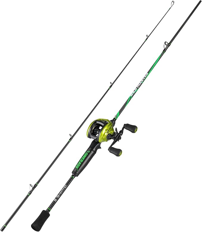 One Bass Fishing Rod Reel Combos, Spinning & Casting Combo, Graphite 2Pc Blanks, Stainless-Steel Guides, Super Polymer Handle