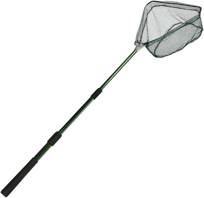 RESTCLOUD Fishing Landing Net with Telescoping Pole Handle, Fishing net Freshwater for Kids Men Women, Extend to 40-63 Inches