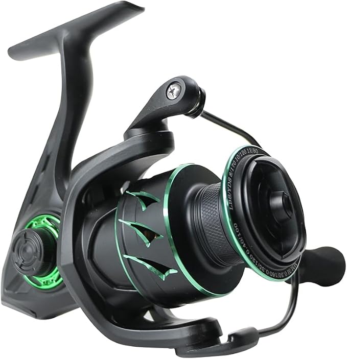 RF Fishing Reel 5.2:1 Gear Ratio 3000/5000 Series Anti-Reverse Ball Bearings Ultralight 17.6 Lbs CNC Aluminum Includes Monofilament Line Crappie or Catfish Reversible Handle for Left/Right