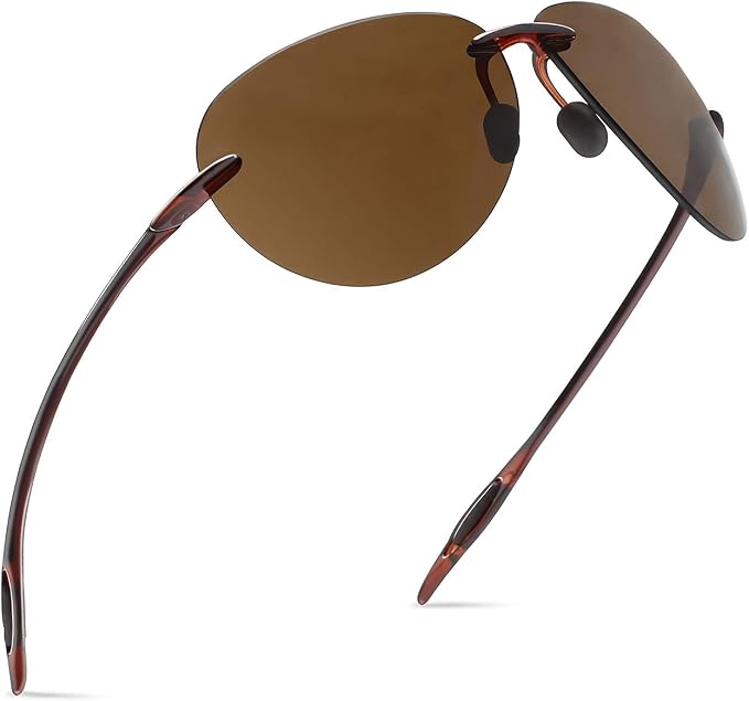 JULI Sports Sunglasses for Men Women Tr90 Rimless Frame for Running Fishing Golf Surf Driving MJ8009