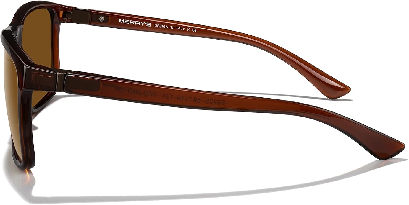 MERRY'S Rectangular Polarized Sports Sunglasses for Men Women Cycling Driving Fishing UV400 Protection S8225