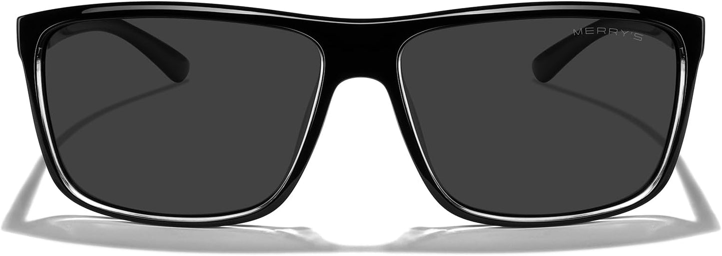 MERRY'S Rectangular Polarized Sports Sunglasses for Men Women Cycling Driving Fishing UV400 Protection S8225