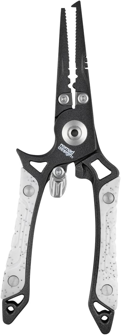 Nomad Design Hydra-X Series 7.25" Stainless Steel Split Ring Fishing Pliers With Non-Stick Coating, Includes Holster & Lanyard