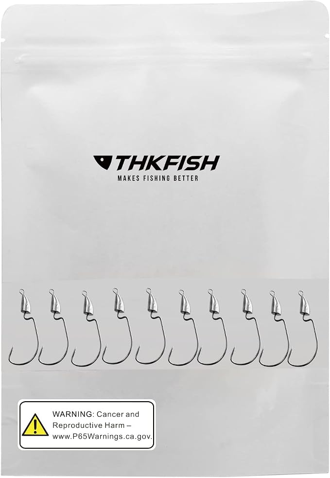 THKFISH Weedless Swimbait Jig Heads for Bass Fishing, Weighted Texas Rig Hook Fishing Hooks Saltwater Freshwater 1/8 oz, 1/6 oz, 1/4 oz, 3/8 oz, 1/2 oz,3/4 oz