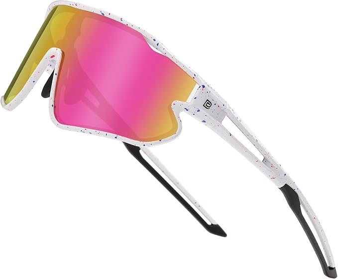 DUCO Polarized Sports Sunglasses for Men Women: UV400 Protection 24g Wrap Around Glasses for Baseball Running Hiking DC0023