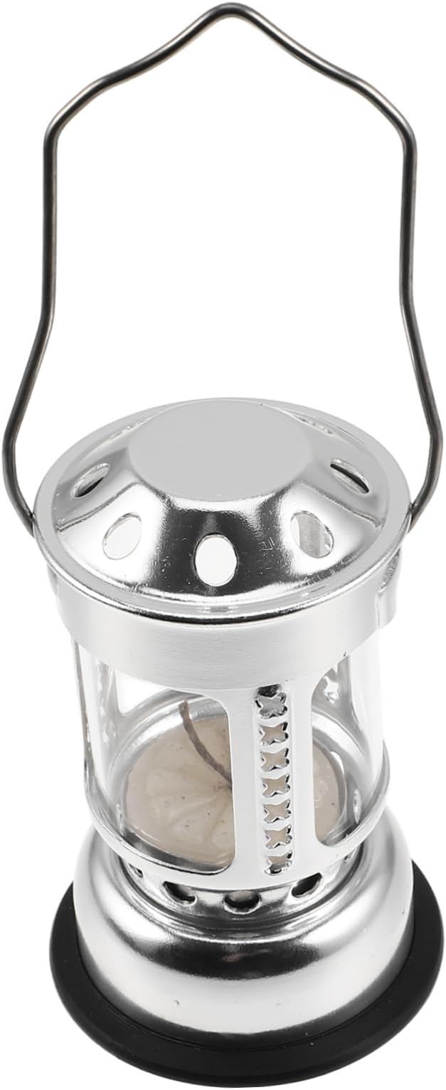 BESPORTBLE Stylish Silver Candle Lantern Aluminium Alloy Camping Light for Night Fishing Outdoor Activities Easy to Hang Portable Candle Lamp for Versatile Use
