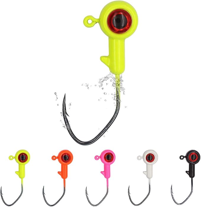 XFISHMAN Crappie-Jigs-Heads-Kit 1/8 1/16 1/32oz 50 Pack Panfish Fishing Jigs Lead Head Jig Hook Lure