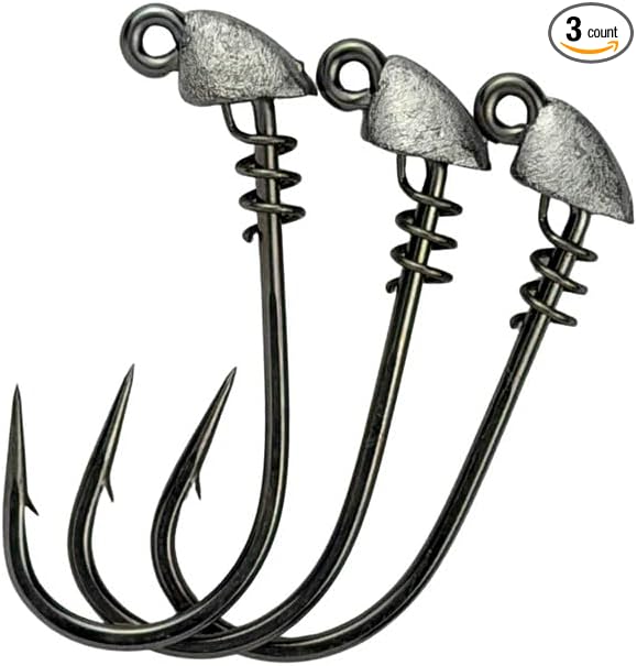 AM Fishing TX Jigheads – Premium Saltwater & Freshwater Fishing Jig Heads, Corrosion-Resistant Mustad Steel Hooks, Custom Screw Lock, 2/0 Hook Size, Multiple Weights, 3-Pack