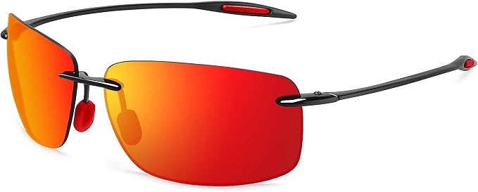 JULI Sports Sunglasses for Men Women Tr90 Rimless Frame for Running Fishing Golf Surf Driving MJ8009
