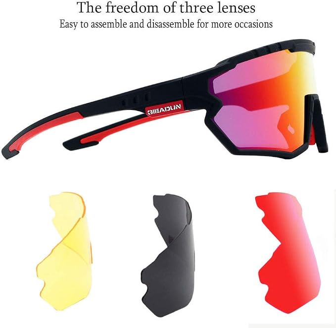 Polarized Men Women Sports Sunglasses, UV400 Wrap-Around Cycling Baseball TR90 Eyewear for Fishing Driving Softball