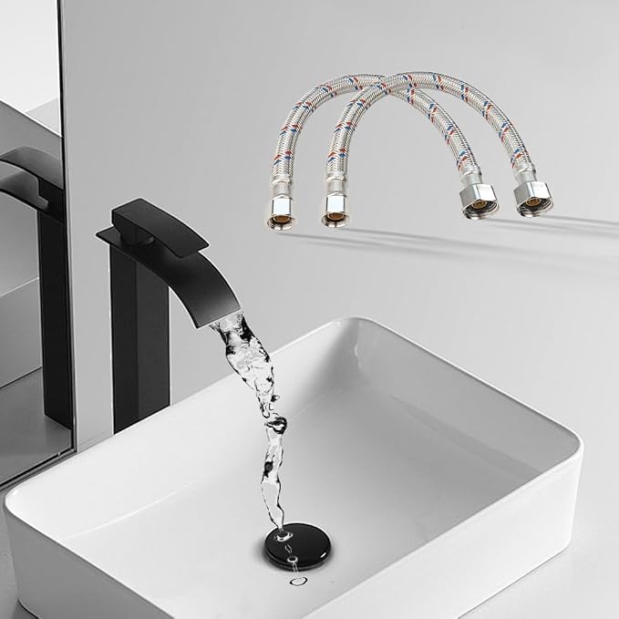 12" Faucet Hose Connector, 3/8" Comp x 1/2" FIP Braided Stainless Steel Faucet Water Supply Lines for Bathroom Kitchen Sink Faucet 2Pcs