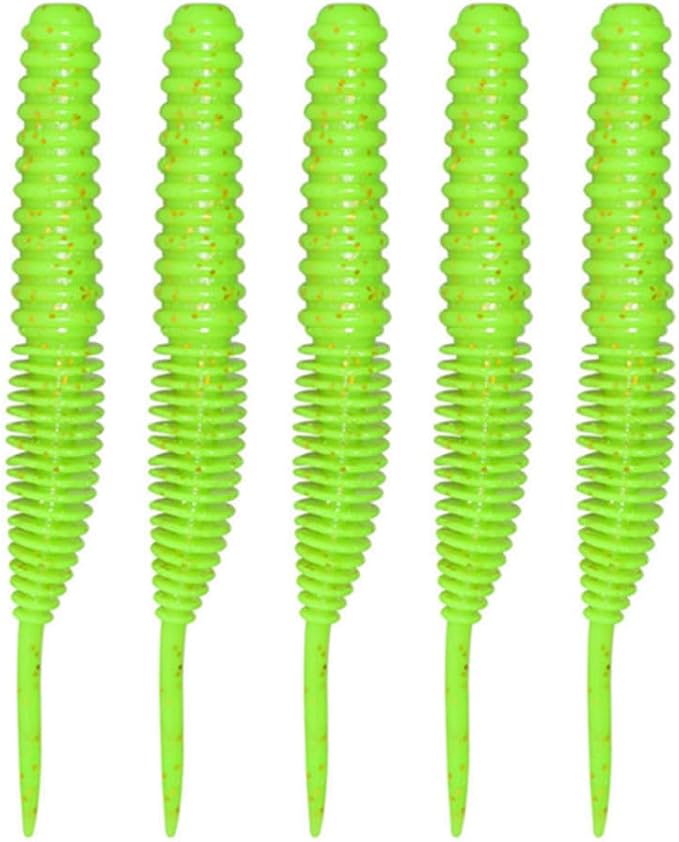 Soft Swimbait Plastic Fishing Lures 5PCS Tapeworm Fihsing Lure Worms Threaded Maggots Lures Segmented for Saltwater Freshwater Fishing