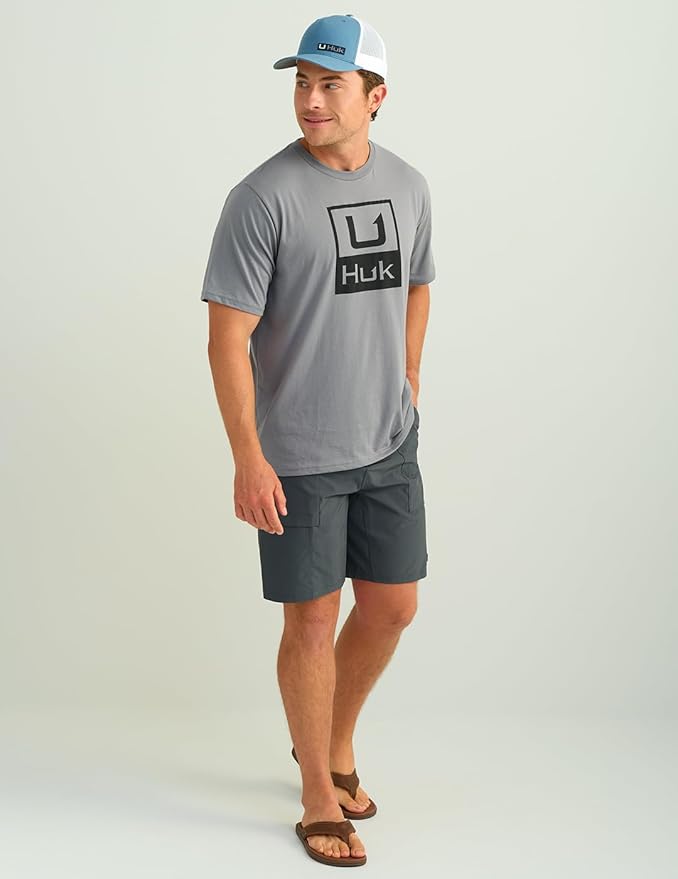 HUK Mens Performance Fishing Logo Tee, Short Sleeve T-Shirt for Men